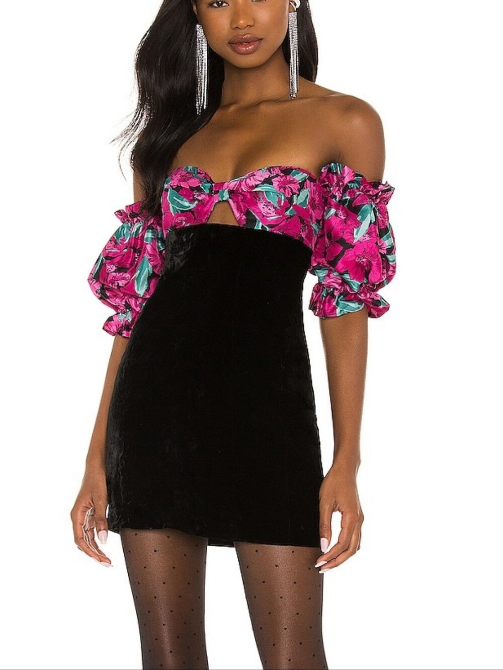 NWT- Lovers + Friends S Klum Floral Velvet Mini Dress